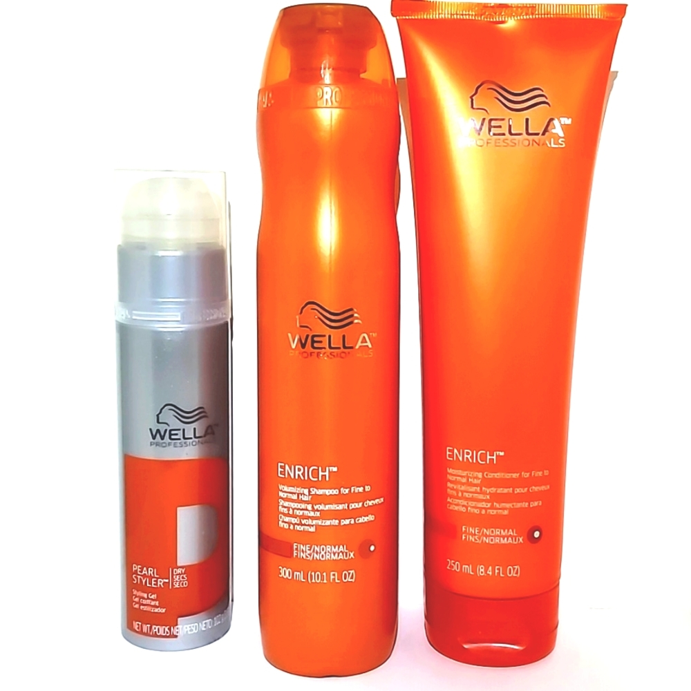 Wella Irresistible Touch With Shine shampoo, conditioner, styling gel trio